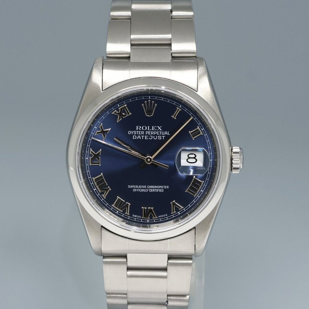 MINT! Men's Rolex Blue Dial 36mm Roman With Box!